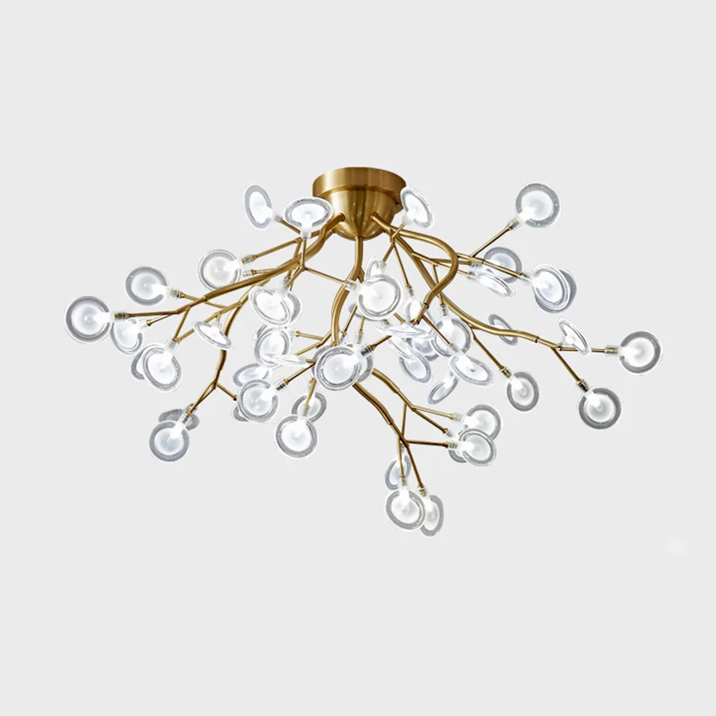 Inbouwlamp met metalen tak, eenvoud, semi-LED-inbouwkroonluchter met vuurvliegscherm Clearhalo