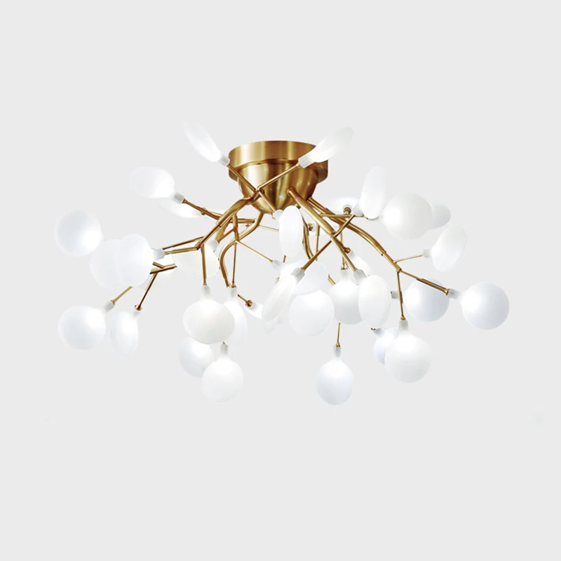 Inbouwlamp met metalen tak, eenvoud, semi-LED-inbouwkroonluchter met vuurvliegscherm Clearhalo