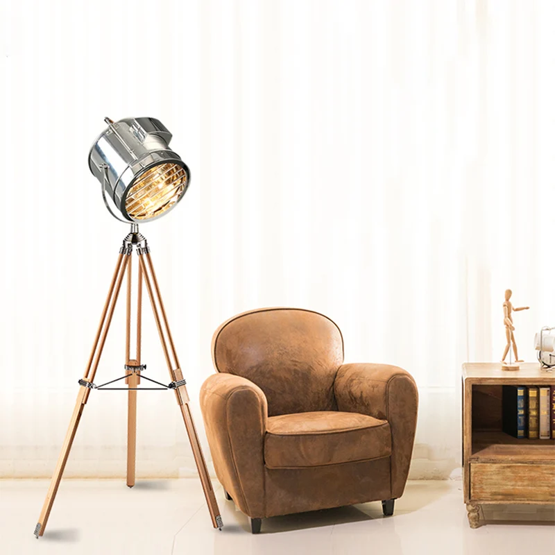 Industriële driepootspot vloerlamp 1-lichts roestvrijstalen staande vloerlamp Clearhalo