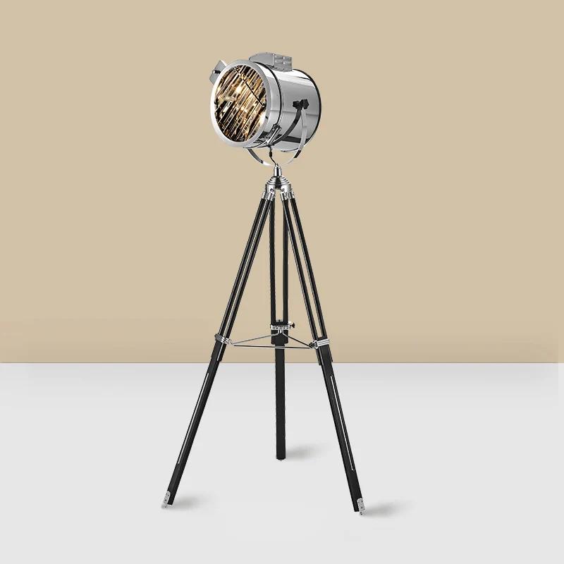 Industriële driepootspot vloerlamp 1-lichts roestvrijstalen staande vloerlamp Clearhalo