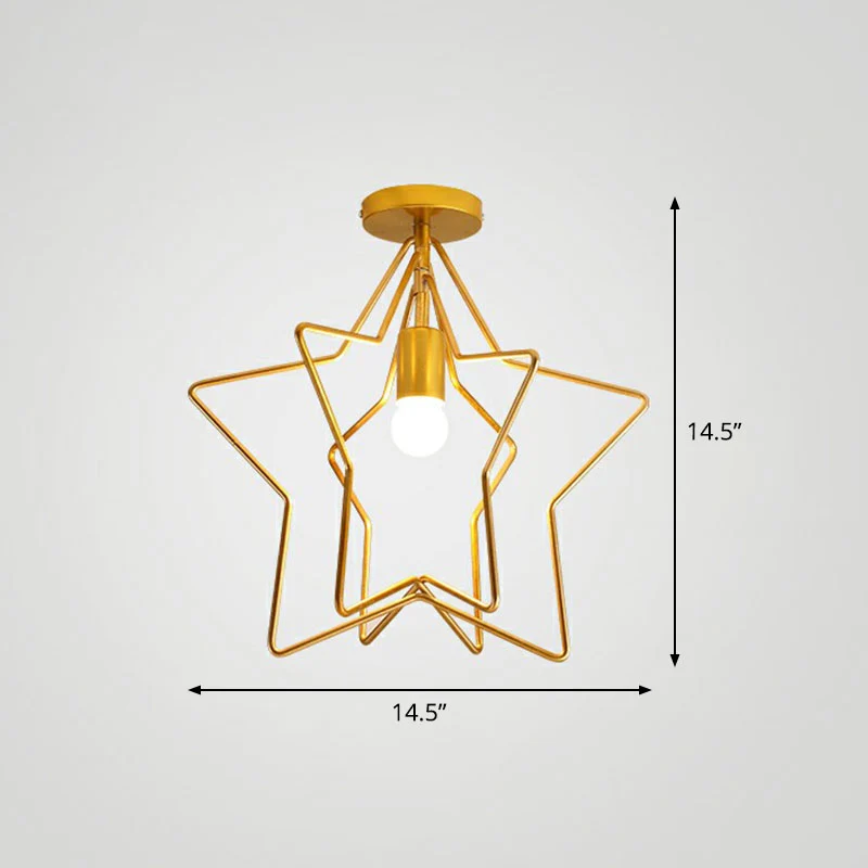 Industriële Star semi-inbouw enkele ijzeren inbouwplafondlamp goud voor gang Clearhalo
