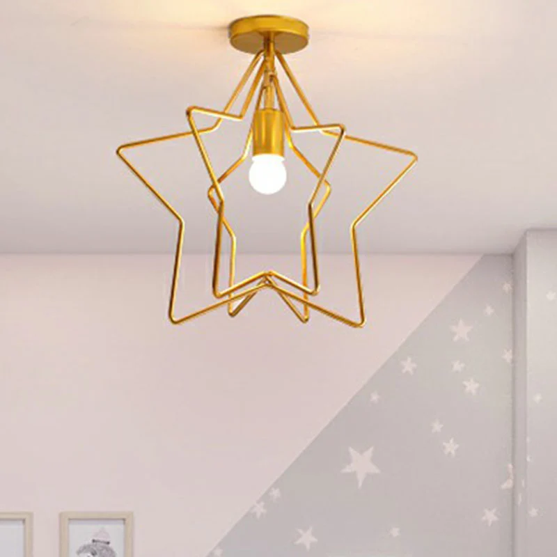 Industriële Star semi-inbouw enkele ijzeren inbouwplafondlamp goud voor gang Clearhalo