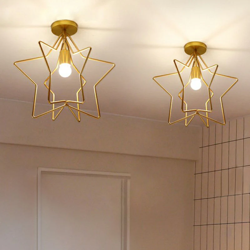 Industriële Star semi-inbouw enkele ijzeren inbouwplafondlamp goud voor gang Clearhalo