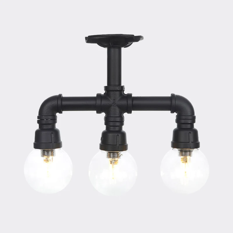 Industriële stijl Orb semi-inbouwlamp 3/4-lichts LED-inbouwlamp van helder glas zwart Clearhalo