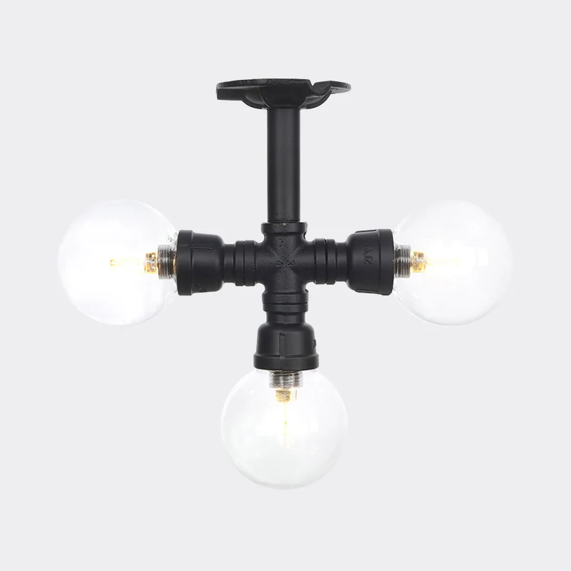 Industriële stijl Orb semi-inbouwlamp 3/4-lichts LED-inbouwlamp van helder glas zwart Clearhalo