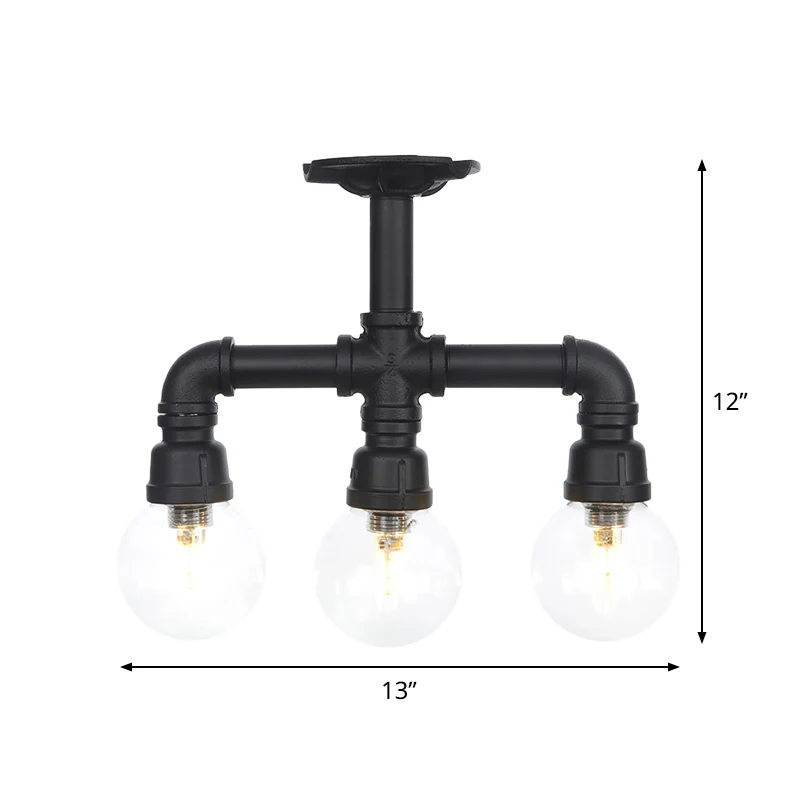 Industriële stijl Orb semi-inbouwlamp 3/4-lichts LED-inbouwlamp van helder glas zwart Clearhalo