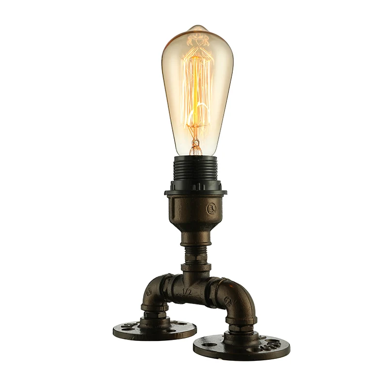 Industriële zichtbare tafelverlichting met pijpontwerp 1 kop metalen staande lamp zwart voor koffiebar Clearhalo
