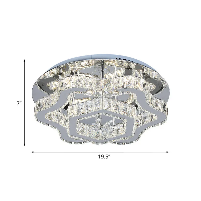 Ingelegde kristallen LED semi-inbouwlamp modernistisch roestvrij staal bloem woonkamer plafond inbouwmontage Clearhalo
