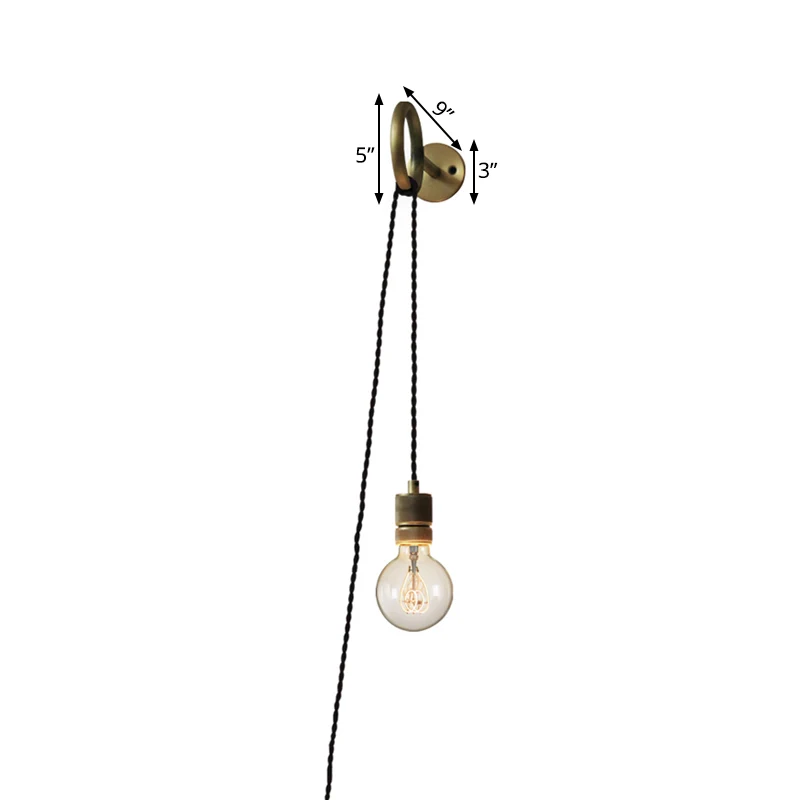 Iron Gold Sconce Wandverlichting Kale lamp 1-kops koloniale wandgemonteerde lichtarmatuur met ringontwerp Clearhalo