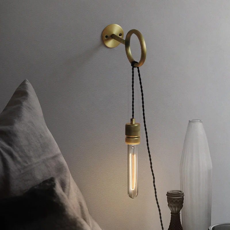 Iron Gold Sconce Wandverlichting Kale lamp 1-kops koloniale wandgemonteerde lichtarmatuur met ringontwerp Clearhalo