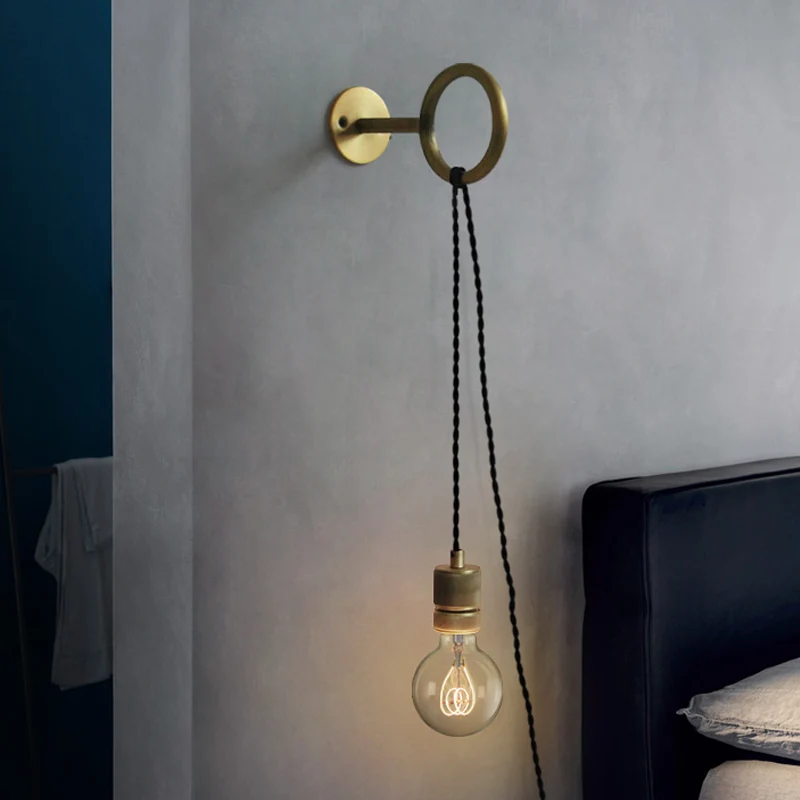 Iron Gold Sconce Wandverlichting Kale lamp 1-kops koloniale wandgemonteerde lichtarmatuur met ringontwerp Clearhalo