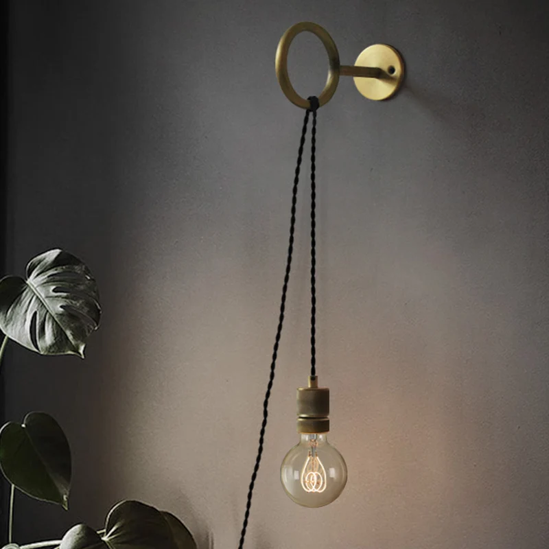Iron Gold Sconce Wandverlichting Kale lamp 1-kops koloniale wandgemonteerde lichtarmatuur met ringontwerp Clearhalo