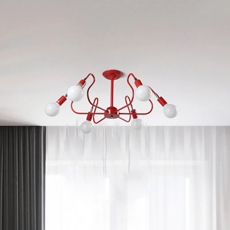 Iron Spider inbouwlamp modernisme 6 lampen wit/rood semi-inbouw plafondlamp voor woonkamer Clearhalo