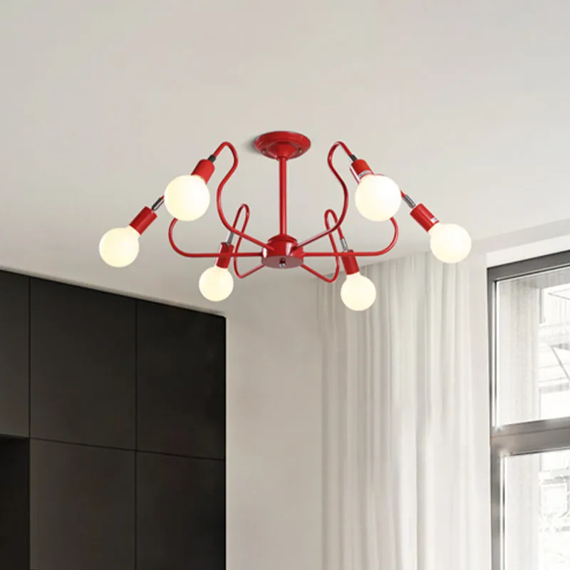 Iron Spider inbouwlamp modernisme 6 lampen wit/rood semi-inbouw plafondlamp voor woonkamer Clearhalo