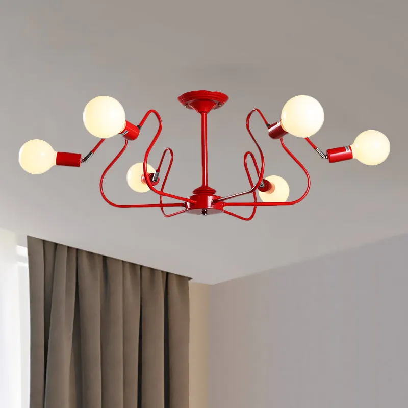 Iron Spider inbouwlamp modernisme 6 lampen wit/rood semi-inbouw plafondlamp voor woonkamer Clearhalo