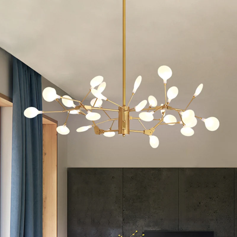 Iron Tree Twig Kroonluchter 27-koppige prachtige hanglamp gouden afwerking voor restauranthotel Clearhalo