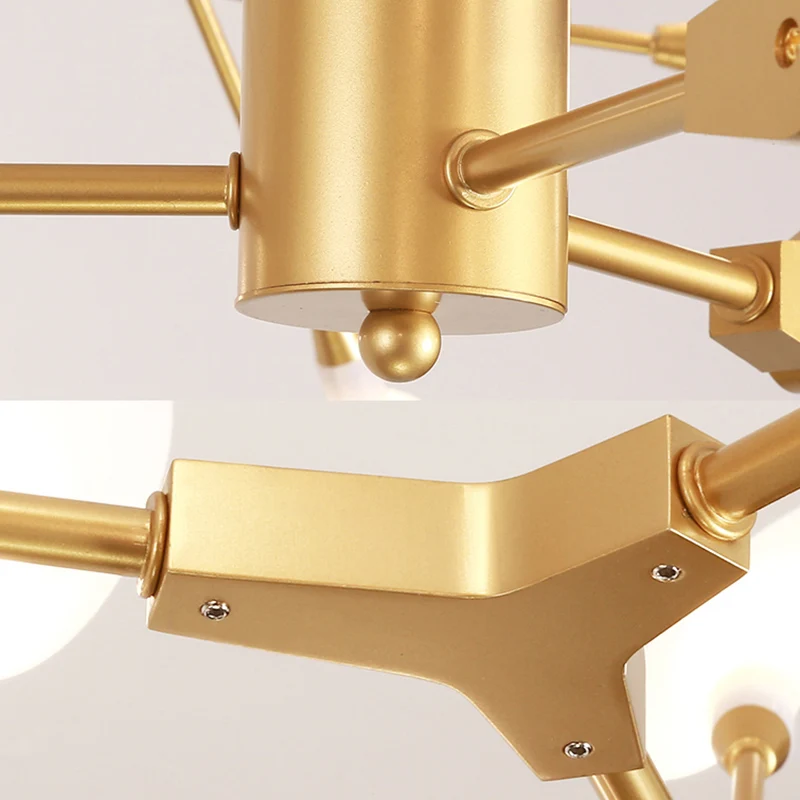 Iron Tree Twig Kroonluchter 27-koppige prachtige hanglamp gouden afwerking voor restauranthotel Clearhalo