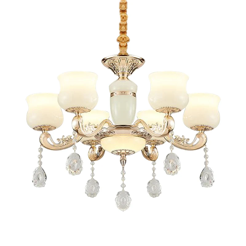 Jade Bud kroonluchter verlichting moderne 6-lichts slaapkamer kristallen plafond hanglamp goud Clearhalo