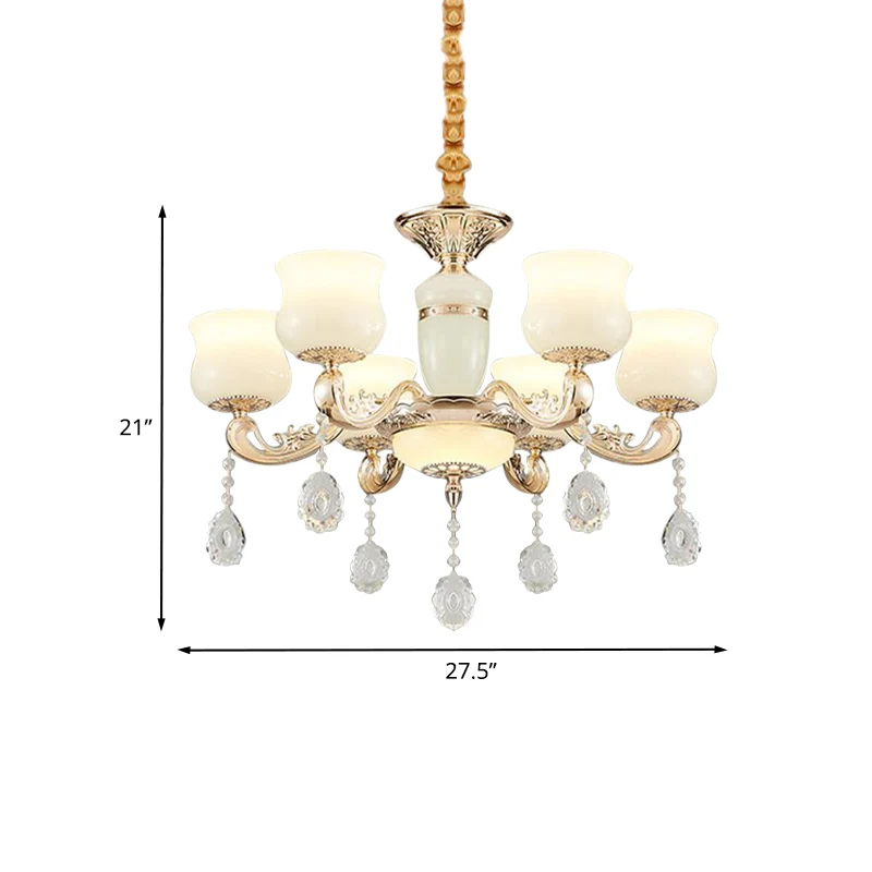 Jade Bud kroonluchter verlichting moderne 6-lichts slaapkamer kristallen plafond hanglamp goud Clearhalo