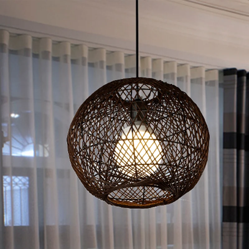 Japanse Global Hanglamp Bamboe 1 Kops Hanglamp Koffie Clearhalo