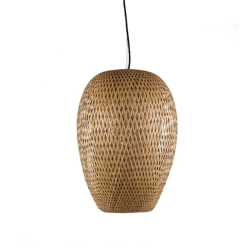 Japanse handgedraaide hanglamp bamboe 1 kop hangend verlichtingsarmatuur bruin Clearhalo