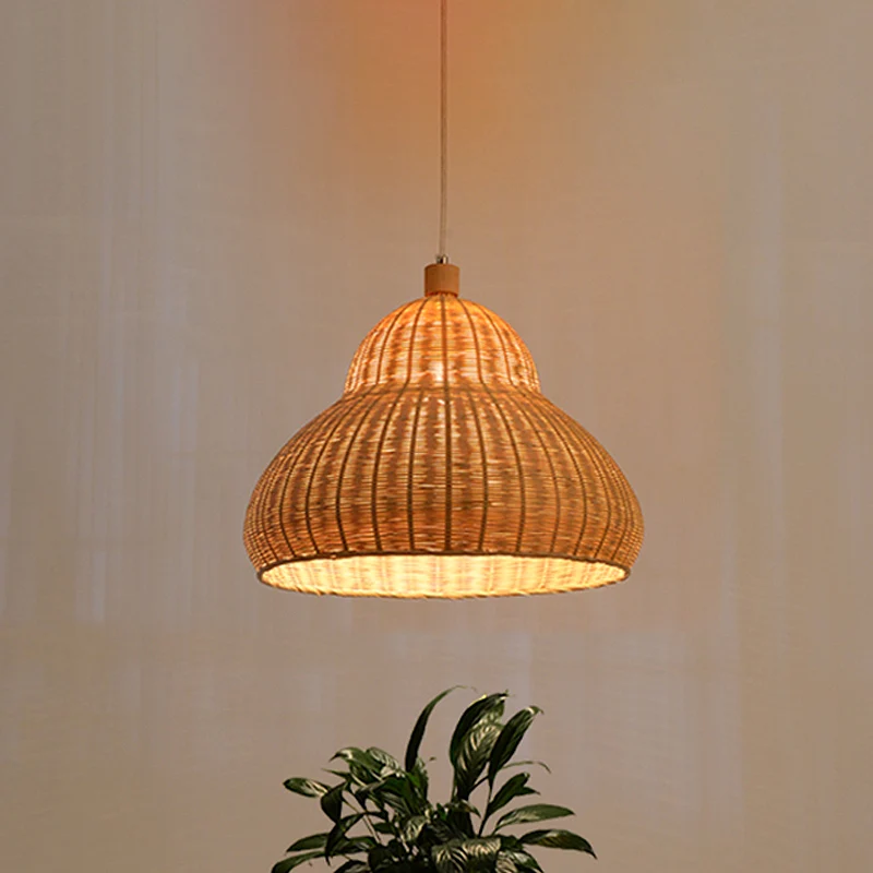 Japanse met de hand bewerkte hanglamp Bamboe 1-koppige plafondophanglamp beige Clearhalo
