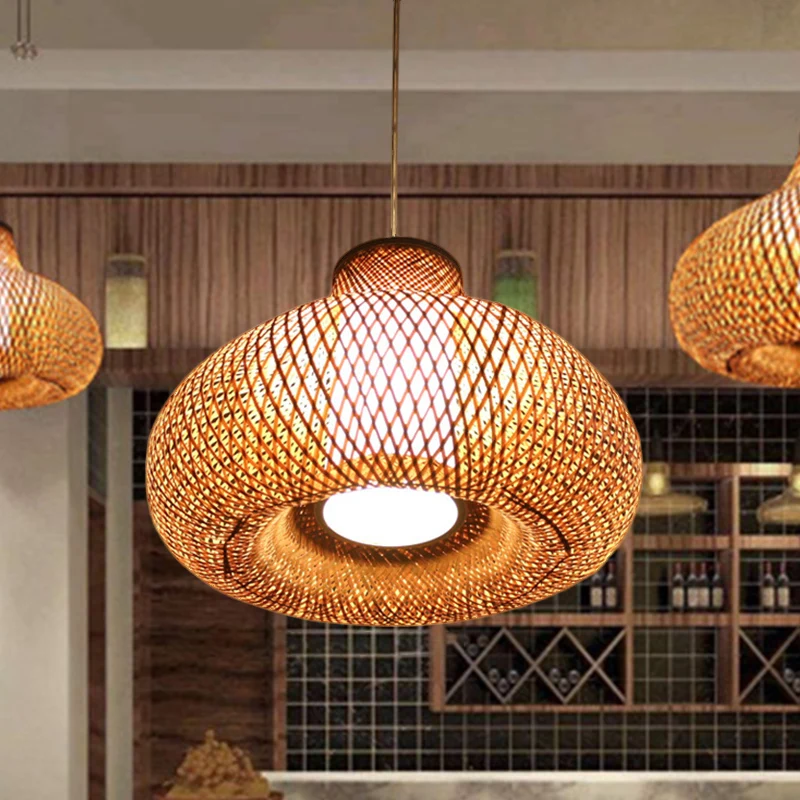Jar Bamboe Plafondlamp Chinees 1 Lamp Vlassen Hangende Hanglamp voor Eetkamer Clearhalo