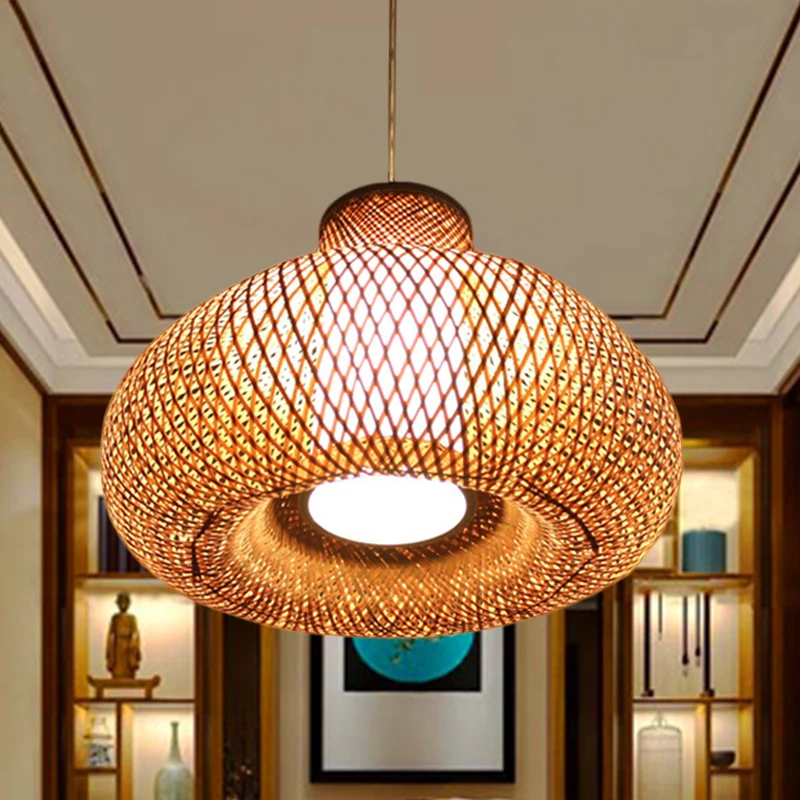 Jar Bamboe Plafondlamp Chinees 1 Lamp Vlassen Hangende Hanglamp voor Eetkamer Clearhalo