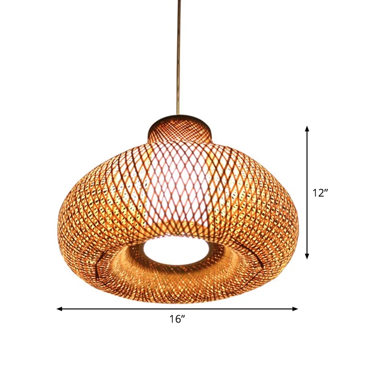 Jar Bamboe Plafondlamp Chinees 1 Lamp Vlassen Hangende Hanglamp voor Eetkamer Clearhalo