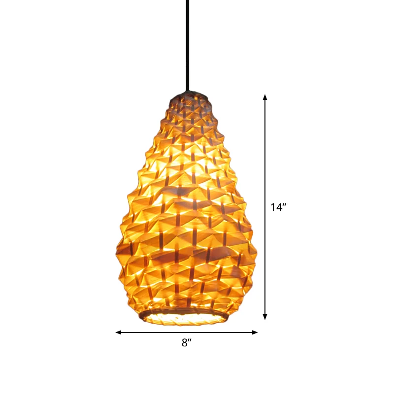 Jar hanglamp Japanse bamboe 1 kop 8"/16" brede beige plafondophanglamp Clearhalo