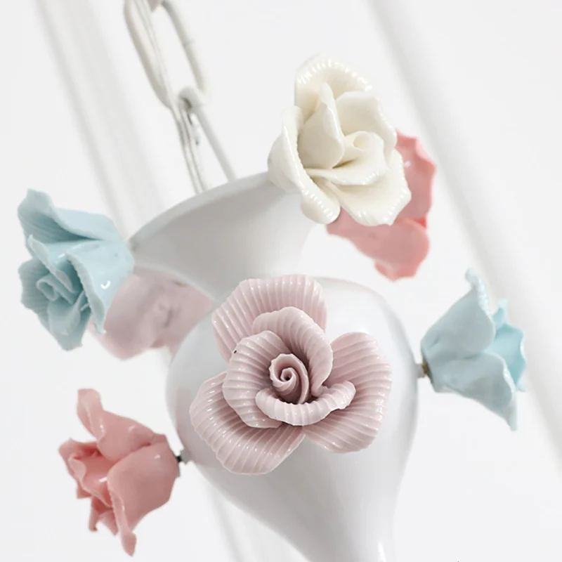 Kaars Kroonluchter Lamp Modernisme Keramiek 3/6 Lichten Witte Afwerking Kroonluchter Hanglamp met Rozendecoratie Clearhalo