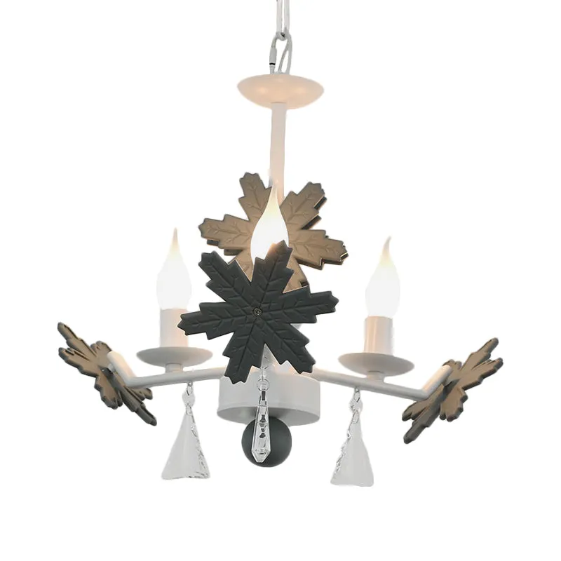 Kaars Kroonluchter Licht Kinderen Helder Glas 3/6 Lichten Grijs/Wit Hanglamp Met K9 Kristal En Sneeuwvlok Decoratie Clearhalo