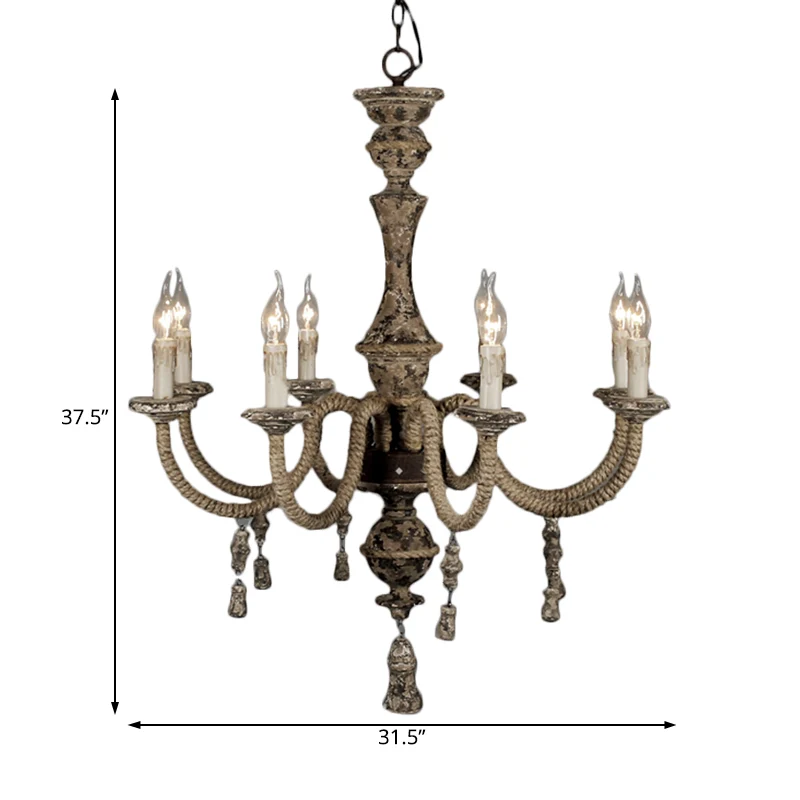 Kaars metalen kroonluchter licht land 8 lampen eetkamer hanglamp bruin Clearhalo