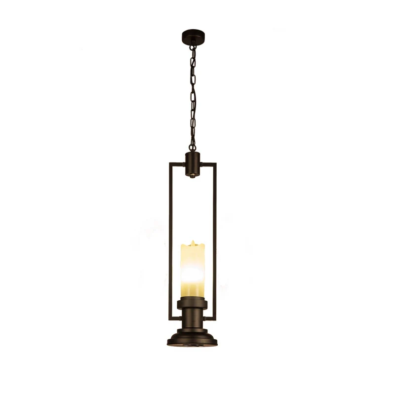 Kaars Restaurant Hanglamp Vintage Hars 1 Kop Zwarte Hanglamp Armatuur met Rechthoekig Frame Clearhalo