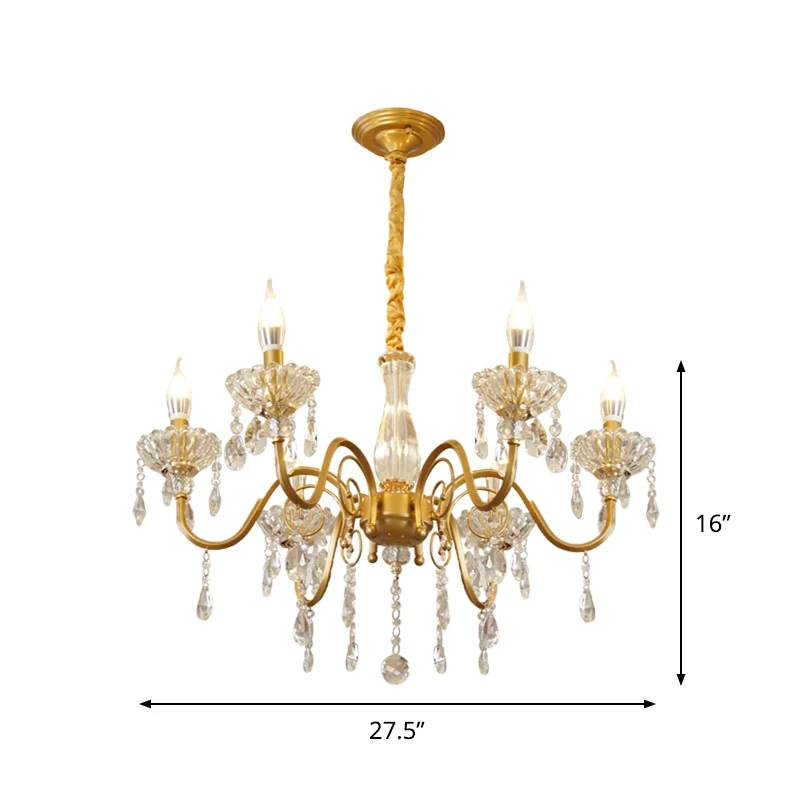 Kaars Woonkamer Hanglamp Modern Gefacetteerd Kristal 6/8 Lampen Gouden Afwerking Hangende Kroonluchter Clearhalo