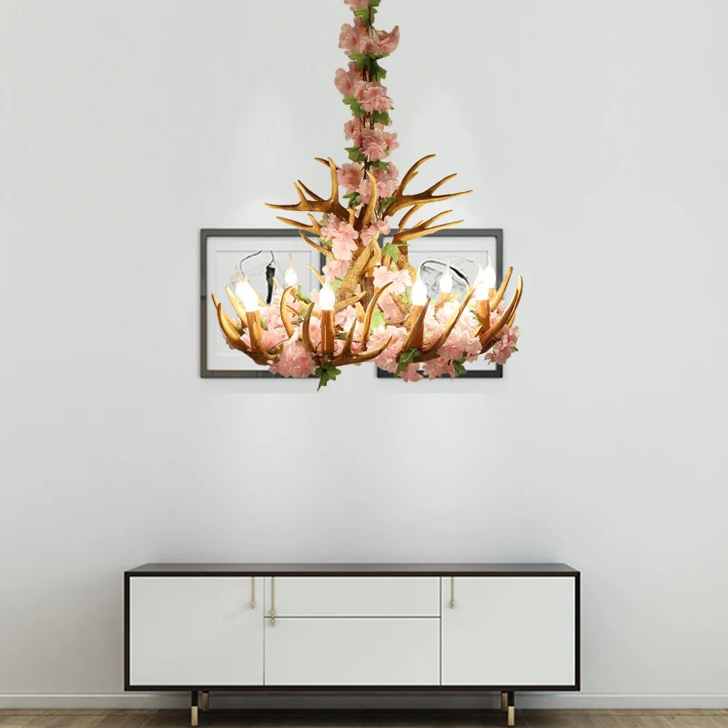 Kaars Woonkamer Hanglamp Rustiek Hars 4/6/12 Lampen Roze/Groen Kroonluchter Hanglamp Clearhalo