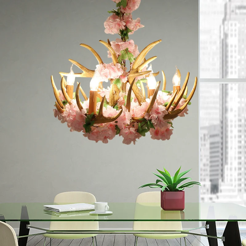 Kaars Woonkamer Hanglamp Rustiek Hars 4/6/12 Lampen Roze/Groen Kroonluchter Hanglamp Clearhalo