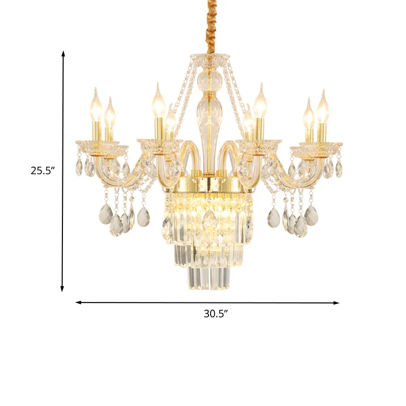 Kaars Woonkamer Kroonluchter Verlichting Traditioneel Helder Kristal 6 Lichten Chroom/Gouden Hanglamp Clearhalo
