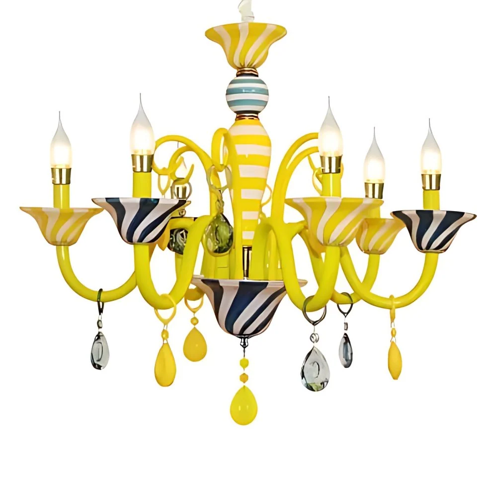 Kaars-kleuterschool hanglamp met kristallen deco eigentijdse hanglamp geel Clearhalo