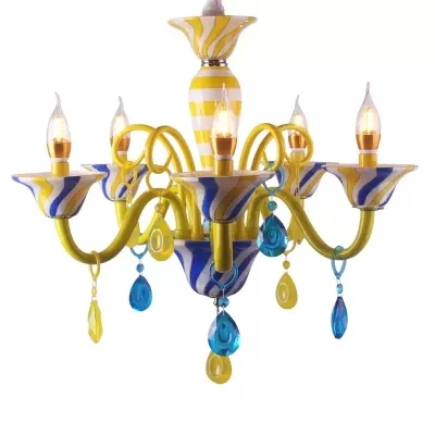 Kaars-kleuterschool hanglamp met kristallen deco eigentijdse hanglamp geel Clearhalo