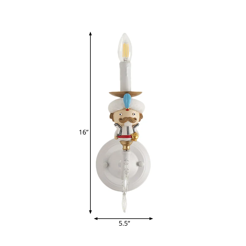 Kaarswandlamp met stripfiguren en kristallen decohars 1 licht modern schanslicht wit voor kinderkamer Clearhalo