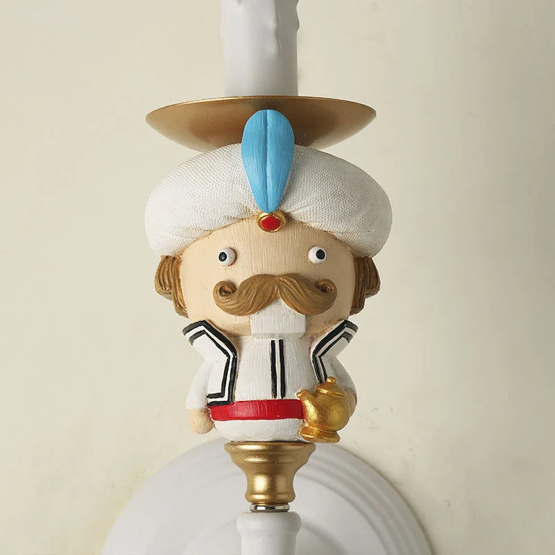 Kaarswandlamp met stripfiguren en kristallen decohars 1 licht modern schanslicht wit voor kinderkamer Clearhalo