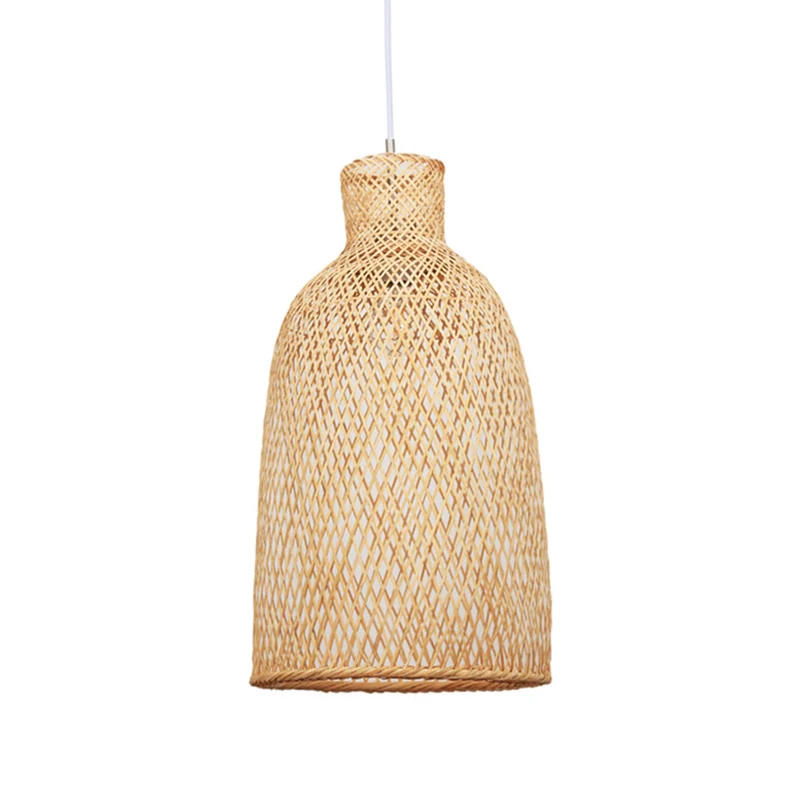 Kaki trompet hanglamp Japans 1-lamps bamboe hanglamp boven eettafel Clearhalo