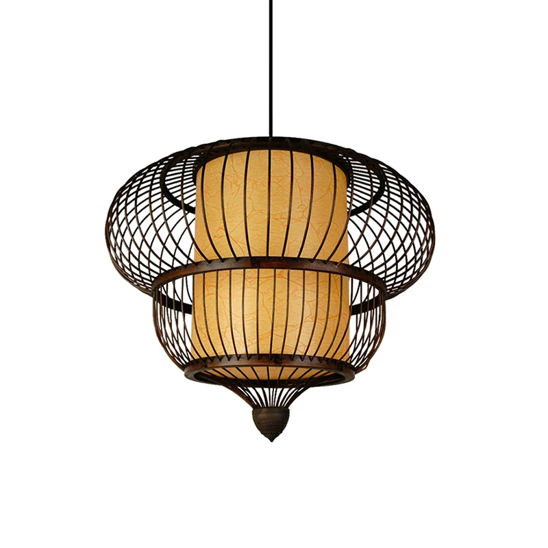 Kalebas schaduwrijke bamboe hanglamp Eenvoud Enkele zwarte hanglamp Clearhalo