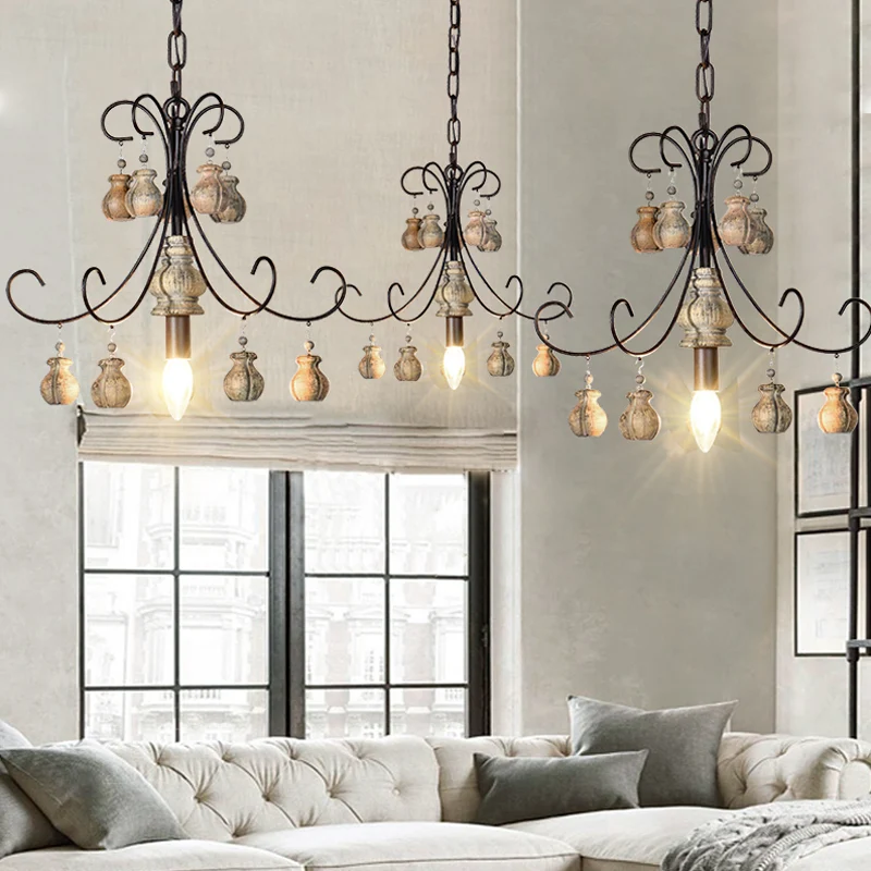 Kalebas Slaapkamer Hanglamp Traditionele Houten Enkele Lamp Zwarte Kroonluchter Hanglamp Clearhalo