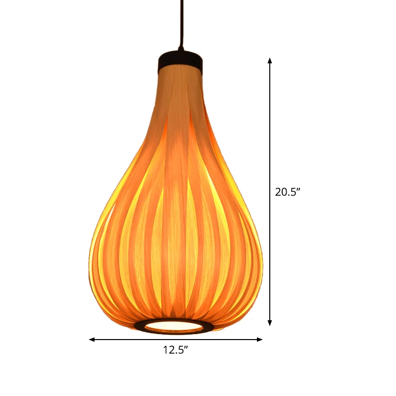 Kalebashouten plafondlamp Aziatisch 1 lamp beige hanglamp voor restaurant Clearhalo