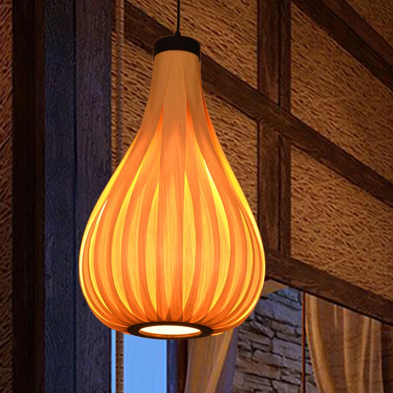 Kalebashouten plafondlamp Aziatisch 1 lamp beige hanglamp voor restaurant Clearhalo