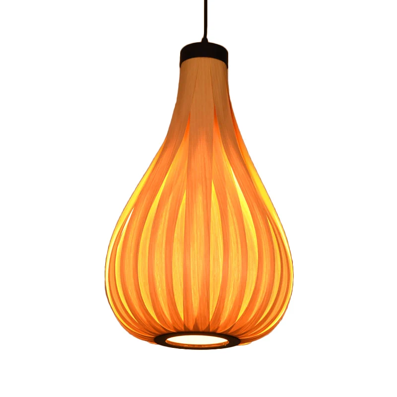 Kalebashouten plafondlamp Aziatisch 1 lamp beige hanglamp voor restaurant Clearhalo