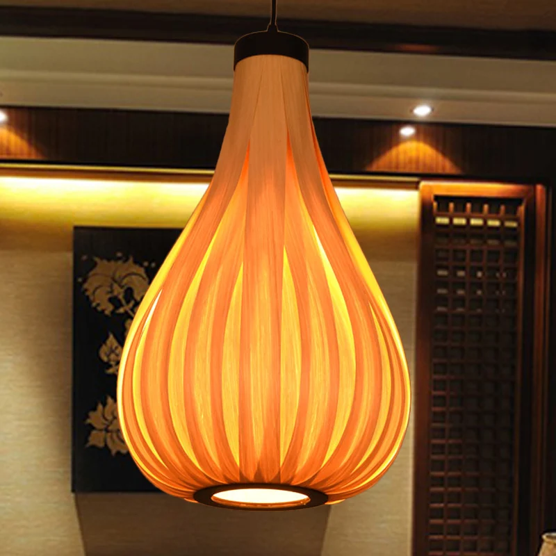 Kalebashouten plafondlamp Aziatisch 1 lamp beige hanglamp voor restaurant Clearhalo