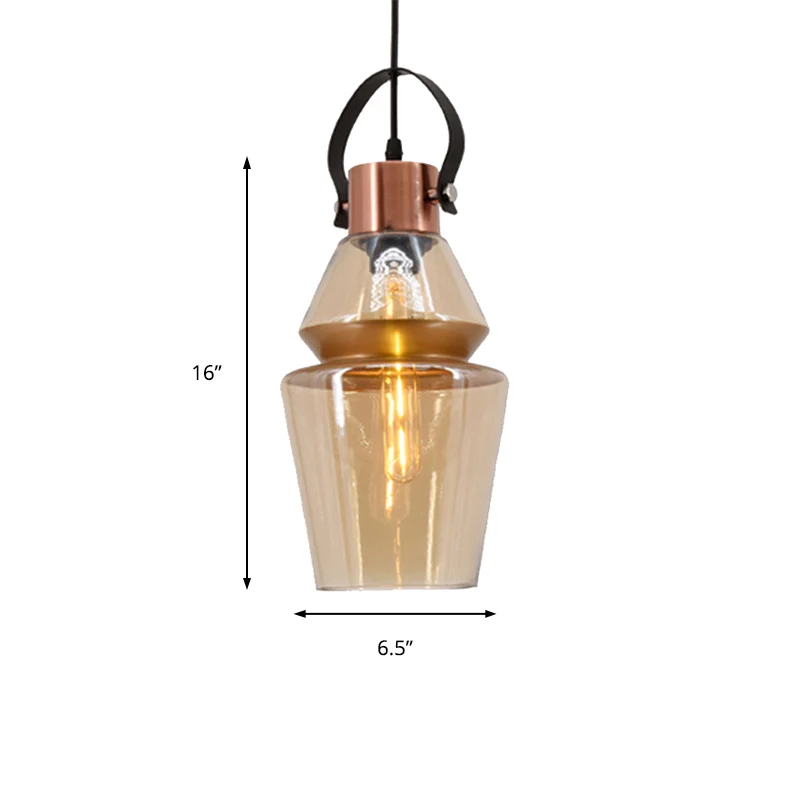 Kalebas/kegel glazen hanglamp modernistisch 1 lichtbruin hangend plafondarmatuur voor eetkamer Clearhalo